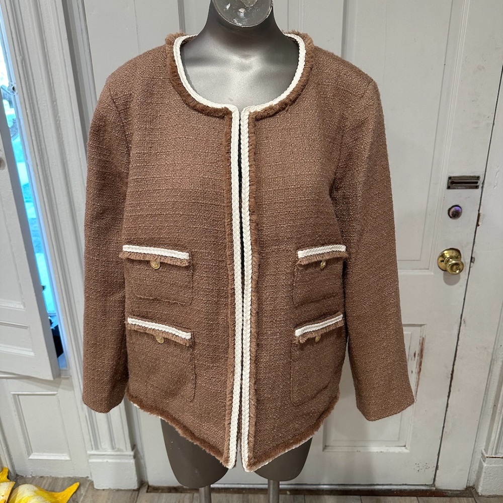 NWT Jcrew Frances lady jacket in maritime tweed size 20 soft brown